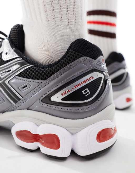 Asics - Gel-Nimbus 9 - Sneakers i sort-grå og sølvfarve, 4 af 5