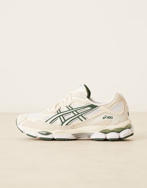Asics Gel-NYC trainers in Ivory and forest green | ASOS