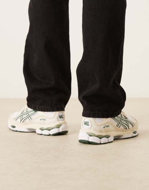Asics Gel-NYC trainers in Ivory and forest green | ASOS