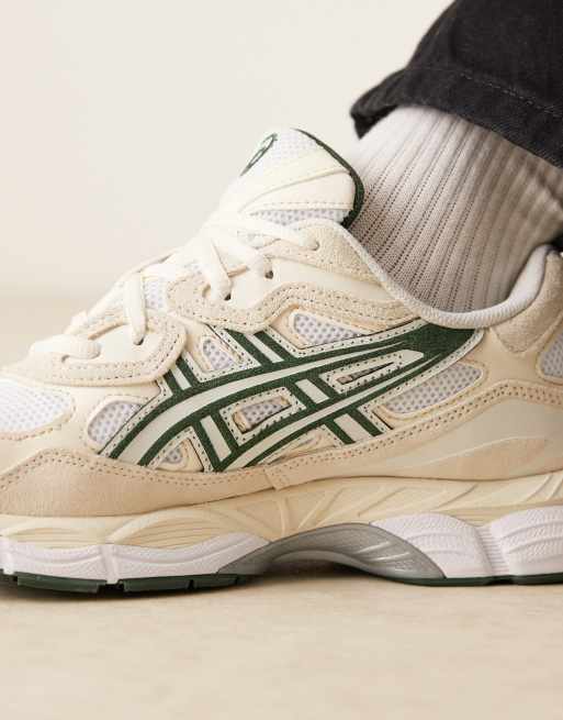 Asics Gel-NYC trainers in Ivory and forest green | ASOS