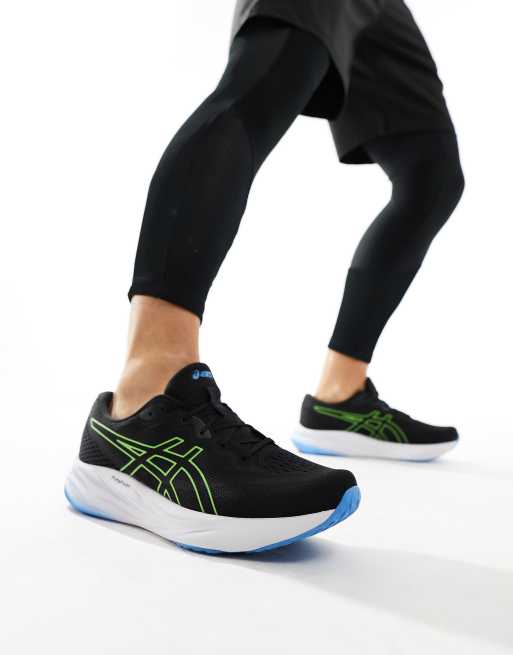  Asics Gel-Pulse 15 neutral running trainers in black and electric lime