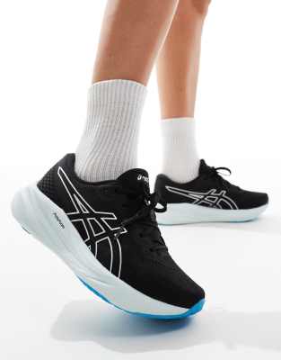 Asics Gel-Pulse 15 neutral running trainers in black and light blue