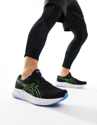 asics - gel-pulse 15 neutral - svarta och limegröna löparskor-svart/a