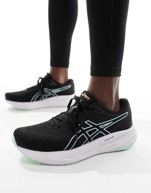 Asics Gel Pulse 15 running trainers in black and mint tint ASOS