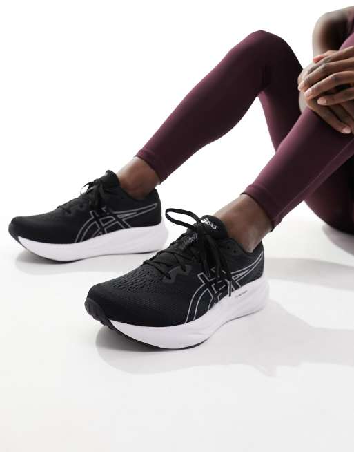 Asics Gel Pulse 15 running trainers in black and sheet rock