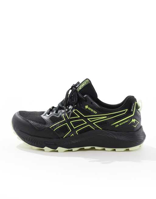 Asics Gel Sonoma 7 GTX waterproof trail running trainers in black and neon yellow