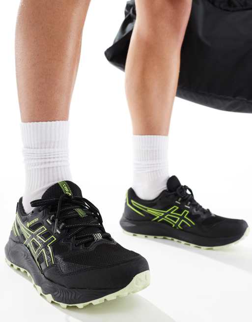 Asics Gel-Sonoma 7 GTX waterproof trail running trainers in black and neon yellow, 5 of 5