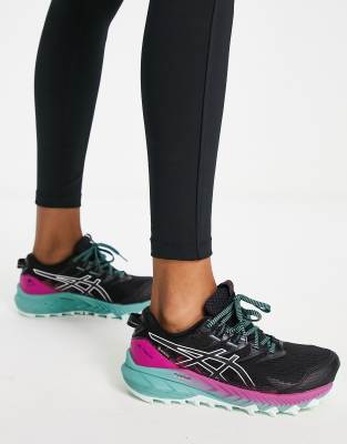 Asics Gel-Trabuco 10 Goretex trail trainers in black and fuscia