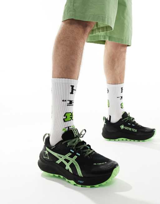 Asics - Gel-Trabuco 12 GTX - Baskets de trail imperméables - Noir et vert lumineux