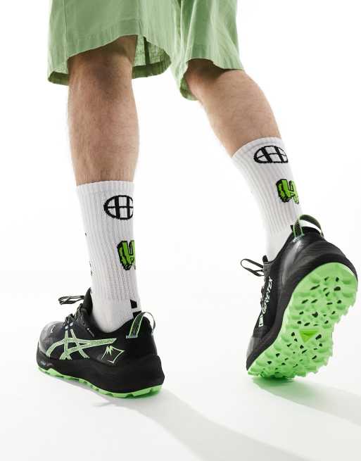 Asics - Gel-Trabuco 12 GTX - Baskets de trail imperméables - Noir et vert lumineux, 4 de 5