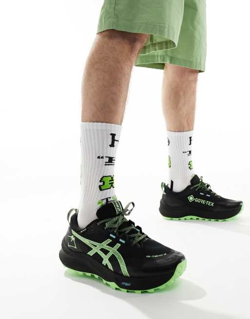 ASICS Gel Trabuco 12 GTX Sneakers da trail running resistenti all acqua nere e verde fluo