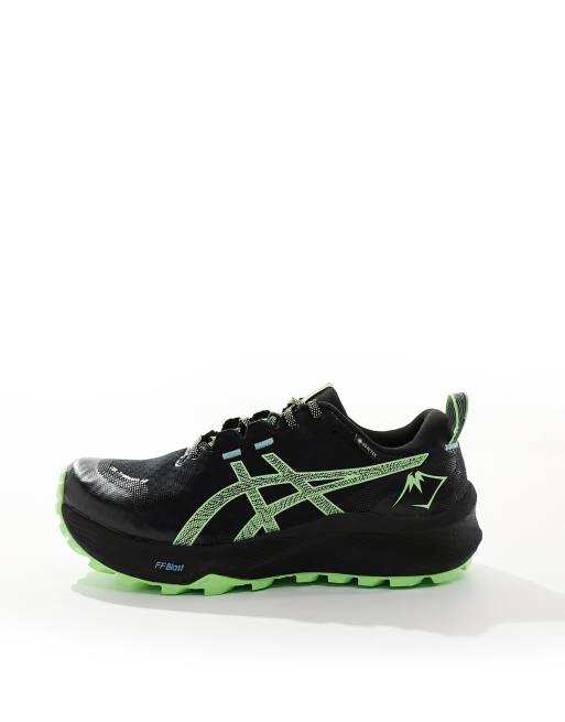 ASICS - Gel-Trabuco 12 GTX - Sneakers da trail running resistenti all'acqua nere e verde fluo, 2 di 5