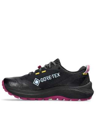 asics - gel-trabuco 12 gtx trail - svarta och ljusblå, vattentåliga löparskor-svart/a