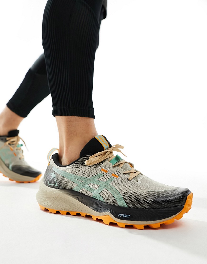 Asics Gel-Trabuco 12 running trainers in feather grey and dark mint