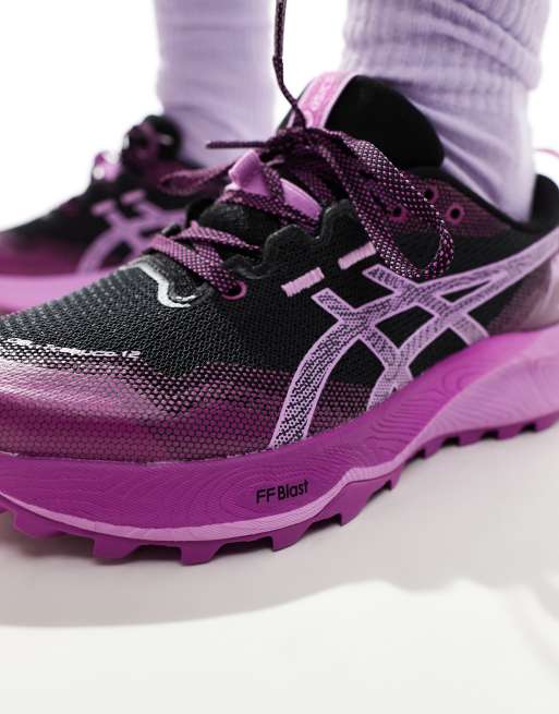 Asics - Gel-Trabuco 12 Trail - Løbesneakers i sort og lavendelfarvet, 4 af 5