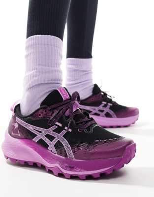 Asics Gel-Trabuco 12 trail running trainers in black and lavender