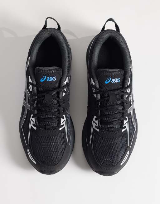 Asics Gel-Venture 6 trainers in black and blue, 2 of 5