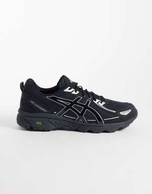 Asics Gel-Venture 6 trainers in black and lime zest