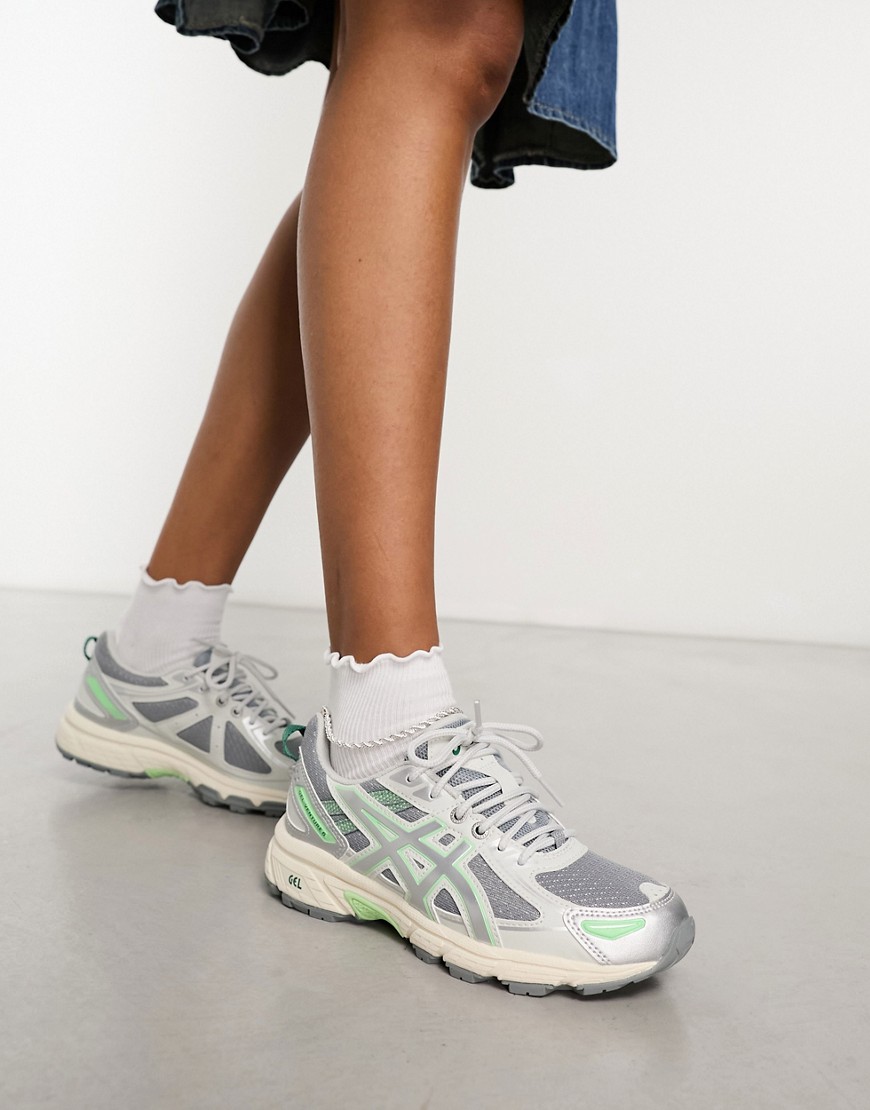 Asics Gel-Venture 6 trainers in grey silver and green
