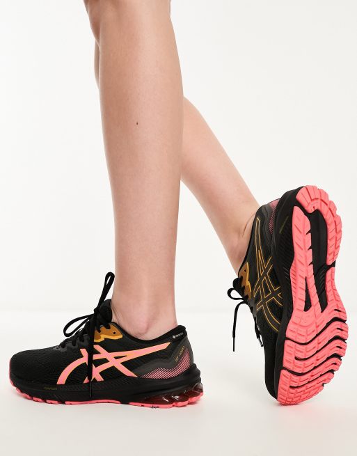 Asics - GT-1000 11 GTX Stability - Sorte løbesneakers med neonfarvede kanter