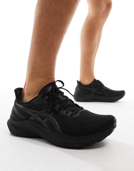 Asics black 2024 running trainers