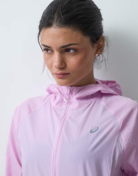 Asics lightweight packable running jacket in pink - view 1