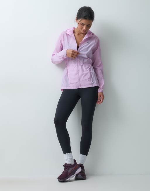 Asics lightweight packable running jacket in pink, 2 of 5