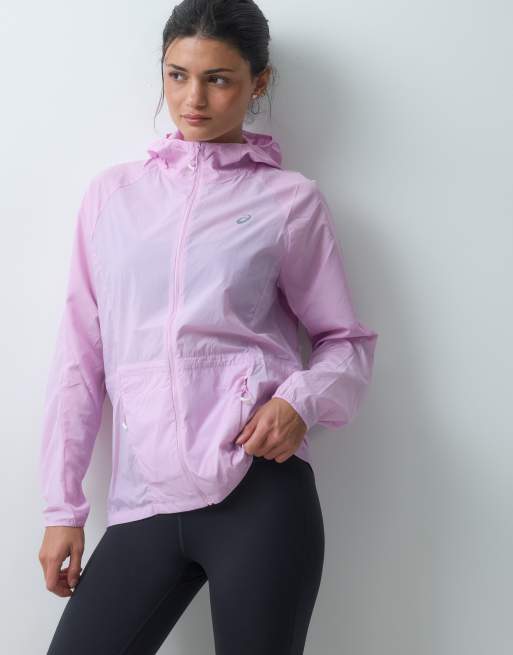 Asics lightweight packable running jacket in pink, 3 of 5