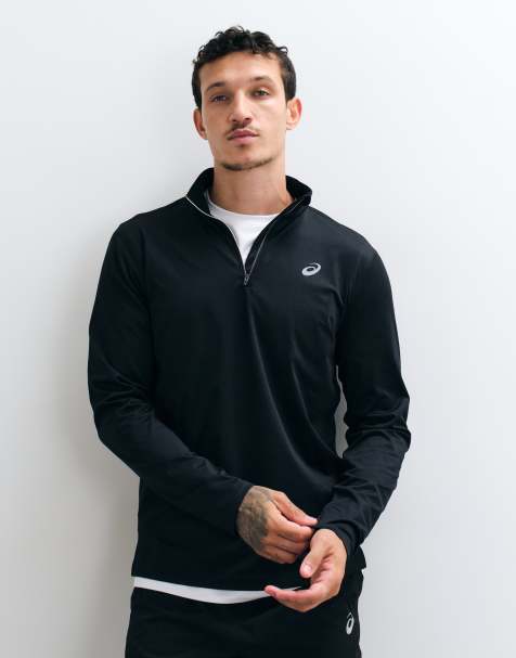 Asics long sleeve 1/2 zip running top in black - view 1