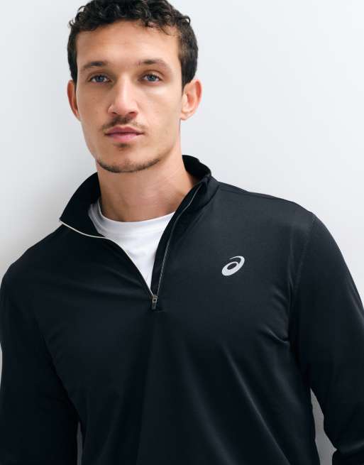 Asics long sleeve 1/2 zip running top in black, 2 of 5