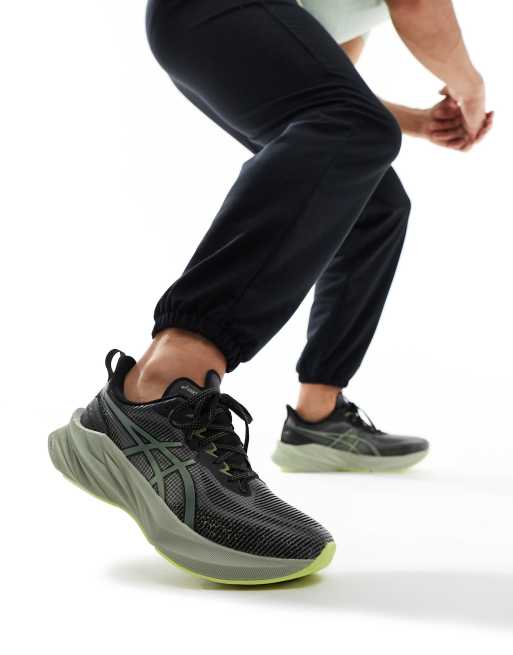 Asics Novablast 3 LE running trainers in black and lime | ASOS