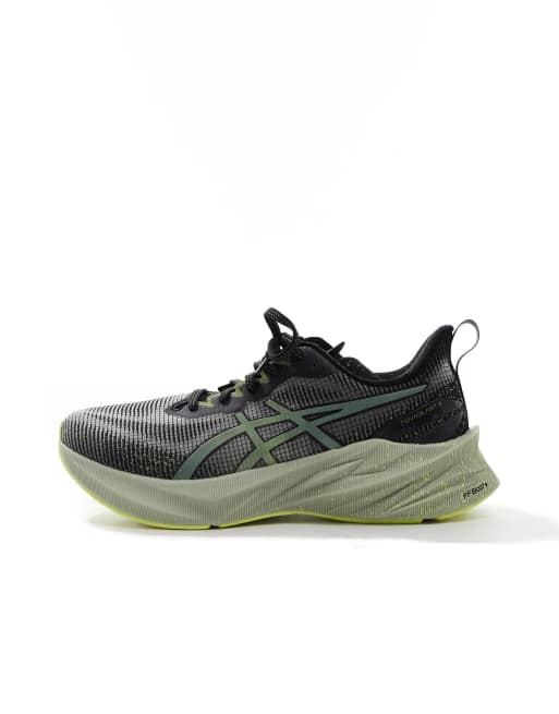 Asics Novablast 3 LE running trainers in black and lime