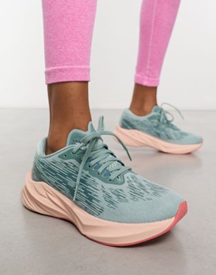 Asics Novablast 3 running trainers in blue and pink