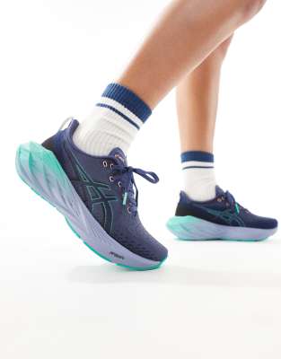 asics - novablast 4 - blå löparskor-naturlig