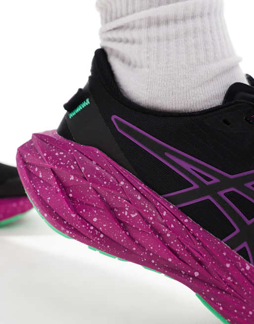 Asics Novablast 4  Lite-Show neutral running trainers in black and hot pink, 4 of 5