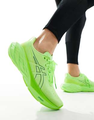 Asics Novablast 4 running trainers in illuminate green and lime burst