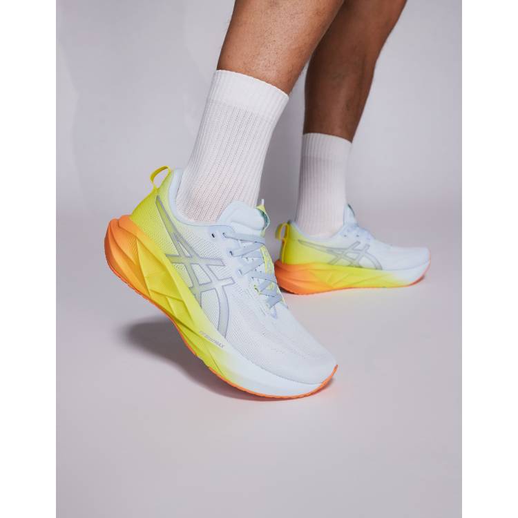 Asics Novablast 5 Sunny Sizzle trainers in sky blue and lemon