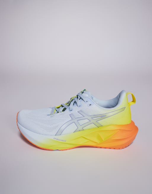 Asics Novablast 5 Sunny Sizzle trainers in sky blue and lemon