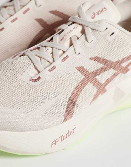 Asics Novablast 6 running trainers in rose and yellow, 4 of 5