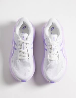 Asics Novablast 6 running trainers in white and lilac