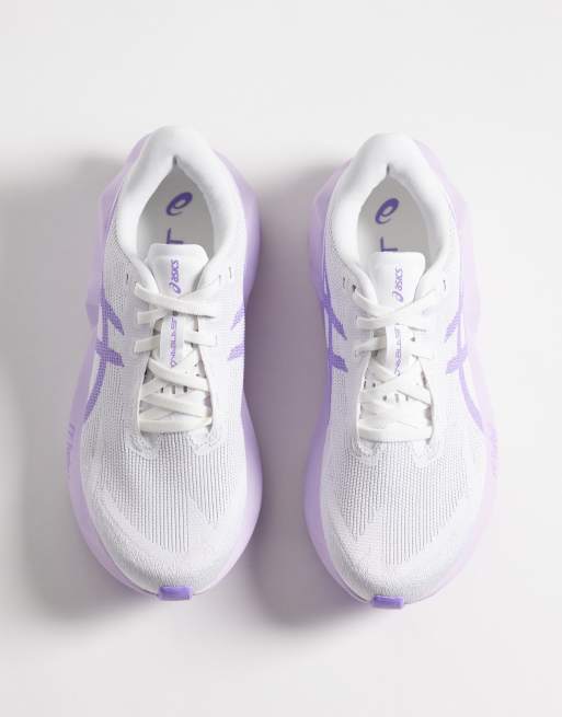 Asics Novablast 6 running trainers in white and lilac, 2 of 5