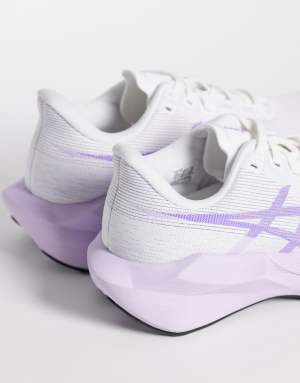 Asics Novablast 6 running trainers in white and lilac