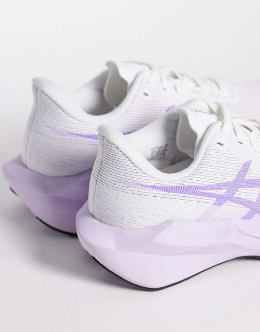 Asics Novablast 6 running trainers in white and lilac, 4 of 5
