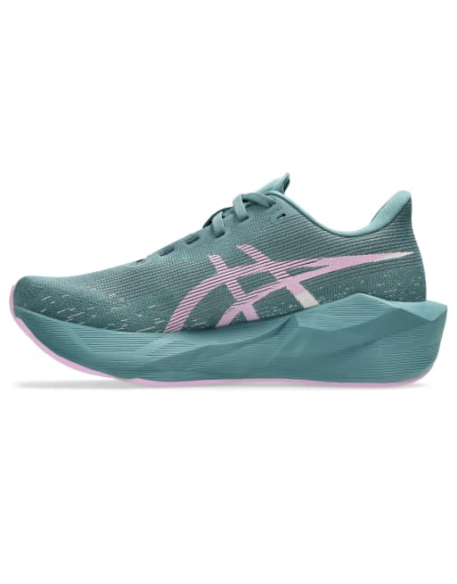 Asics Novablast 6 - zapatillas de running en verde azulado y lila difuso, 4 de 4