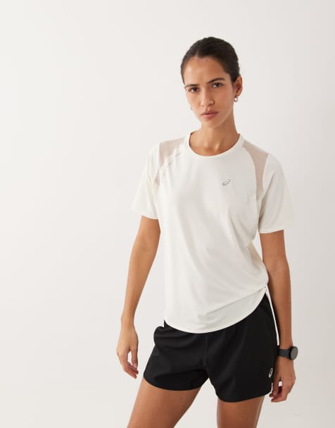 Asics performance t-shirt in cream - view 1