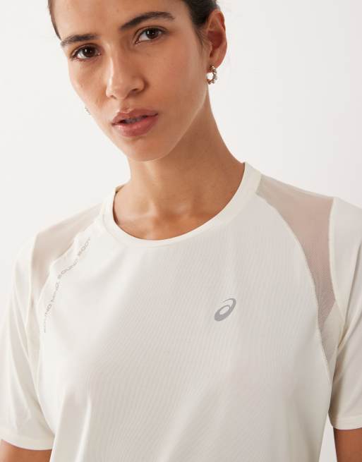 Asics performance t-shirt in cream, 3 of 4
