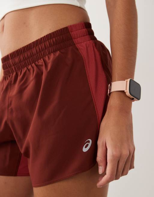 Asics running core 4inch shorts in burnt red, 2 of 5