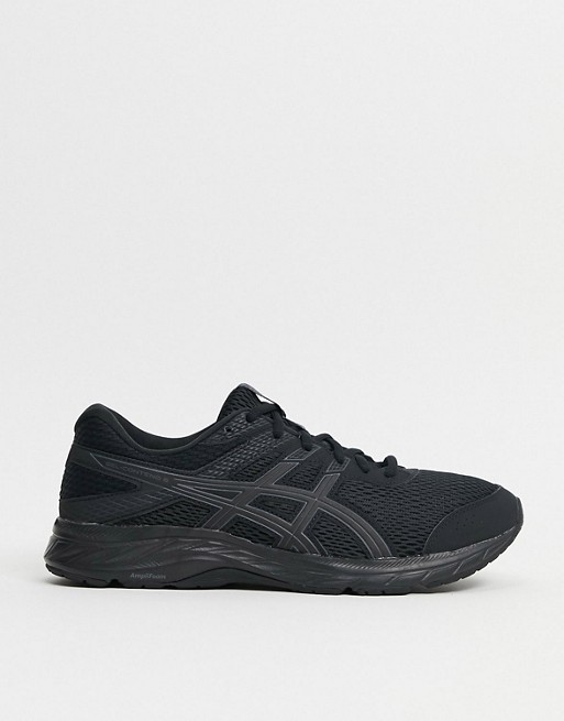 Asics Running gel contend 6 trainers in triple black