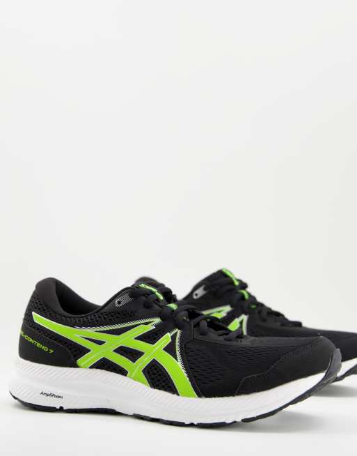 Asics Running Gel Contend 7 trainers in black and green