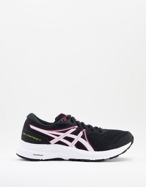 Asics Running Gel-Contend 7 trainers in black and hot pink